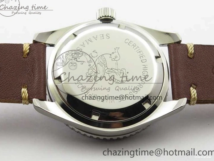 0115 Vintage Seamaster 300 Date T SS B12 Black Dial On Brown Leather Strap A2836 (Free Nylon Strap) WeatherProof 7911